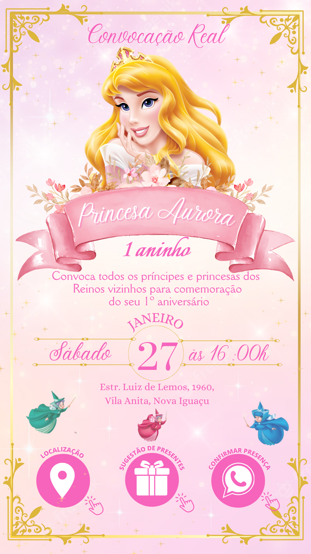 Convite Interativo - Princesa Aurora